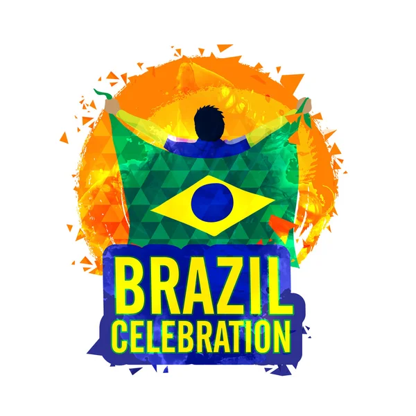 Παίκτης που κρατάει σημαία Βραζιλία για έννοιας σπορ. — Διανυσματικό Αρχείο
