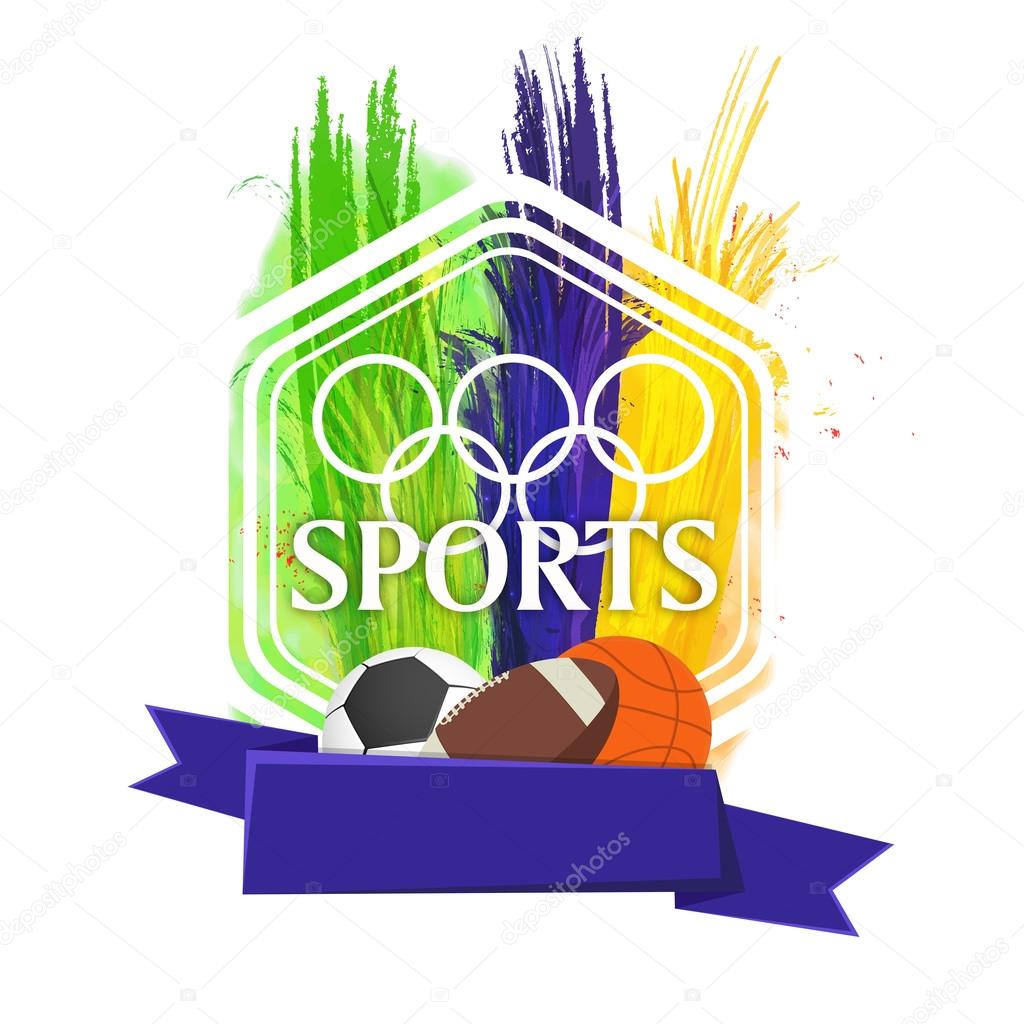 Creative Sports Background With Blank Ribbon Different Sports Balls And Brazilian Flag Color Feathers Poster Banner Or Flyer For Brazil Summer Olympics Premium Vector In Adobe Illustrator Ai Ai