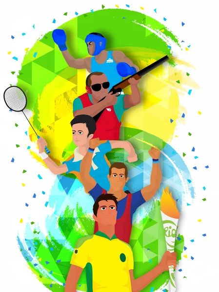 Poster, Banner con diversi giocatori sportivi . — Vettoriale Stock