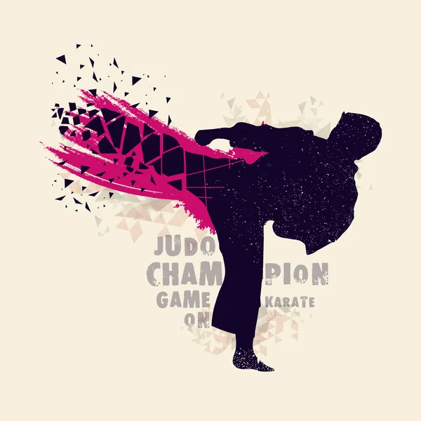 Silueta de Judo Fighter para el concepto de Deportes . — Vector de stock