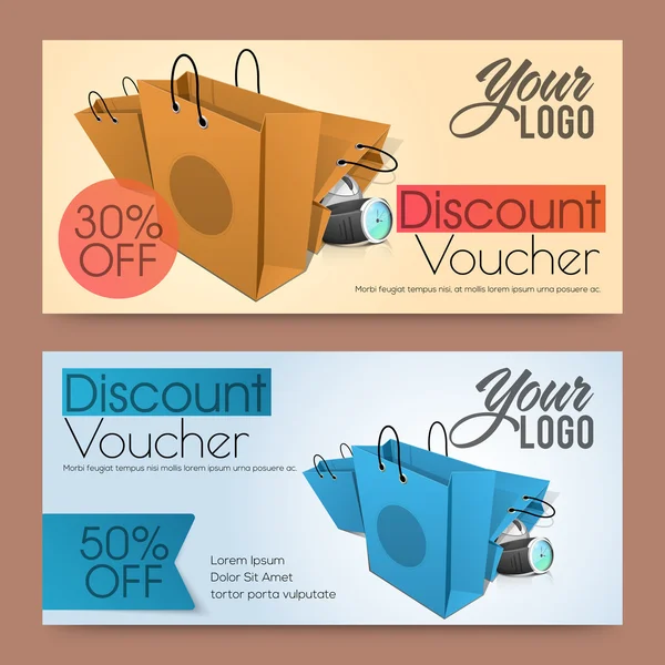 Discount Voucher, Gift Card or Coupon design. — Stock Vector