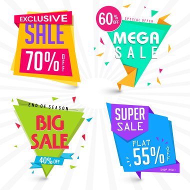 Satış Kağıt Etiketi veya Banner tasarımı seti.