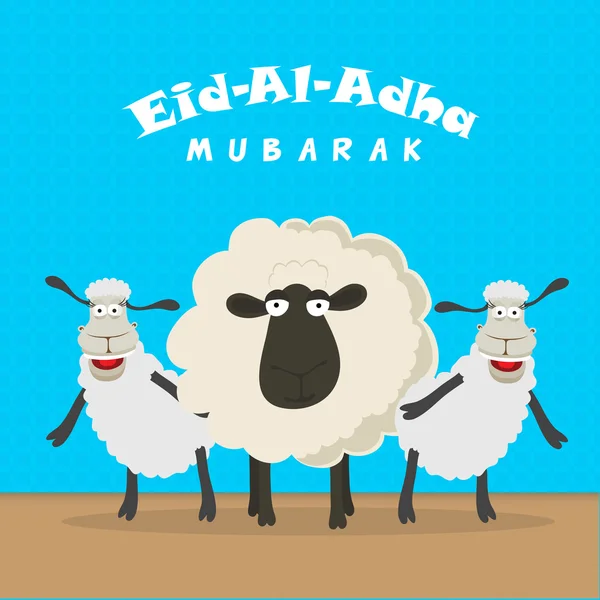 Ovejas para Eid-Al-Adha Mubarak . — Vector de stock