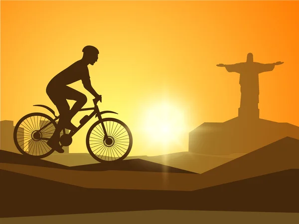 Ποδηλάτης βουνού για αθλητικά έννοια. — Διανυσματικό Αρχείο