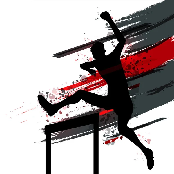 Sport concept met man Jumping hindernis. — Stockvector