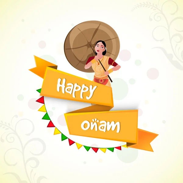 Cinta creativa para la celebración de Happy Onam . — Vector de stock