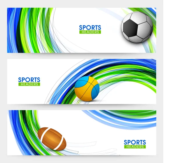 Encabezado del sitio web o conjunto de banners para concepto deportivo . — Archivo Imágenes Vectoriales