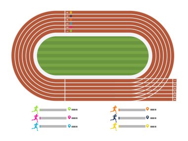 Running Track with statictics for Sports concept. clipart