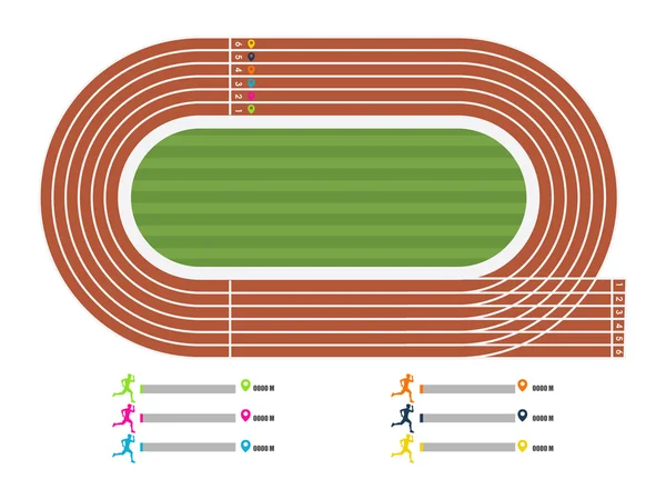 Τρέξιμο Track με στατιστική για αθλητική έννοια. — Διανυσματικό Αρχείο