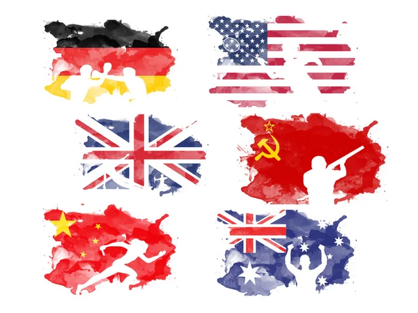 Concepto deportivo con banderas de los países participantes . — Vector de stock