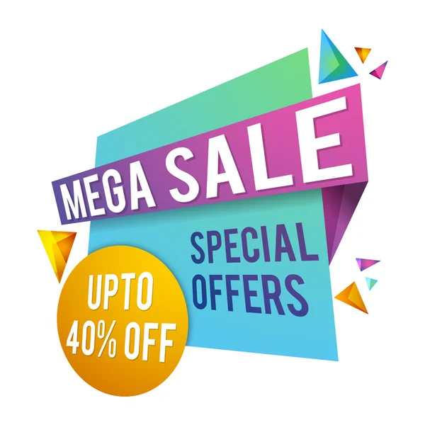 Mega Sale Paper Tag or Banner design. — Stock Vector
