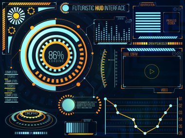 Fütüristik Hud Arabirimi veya Infografik öğeler.