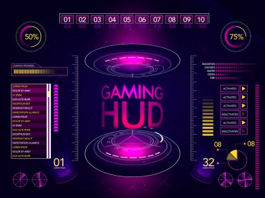 Gaming HUD Interface layout. clipart