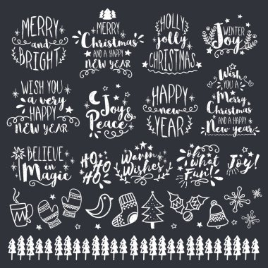 Christmas and New Year Calligraphic or Typographic set.