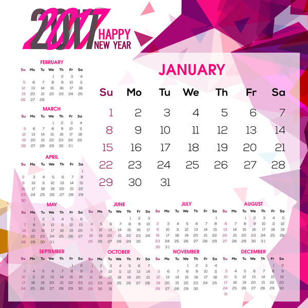 Yearly Calendar design of 2017.