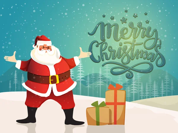 Feliz Navidad con Santa Claus . — Vector de stock