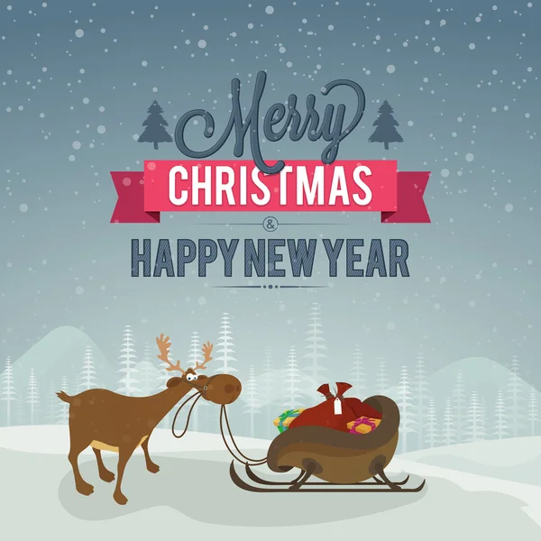Cartão de saudação para a celebração de Natal e Ano Novo . — Vetor de Stock