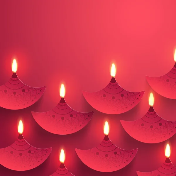 Fundo celebração Diwali com lâmpadas de óleo (Diya ). — Vetor de Stock