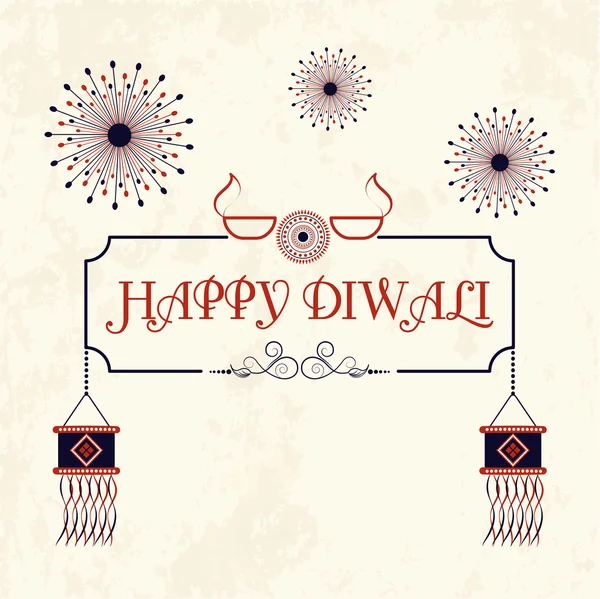 Tarjeta de felicitación para feliz celebración diwali . — Vector de stock