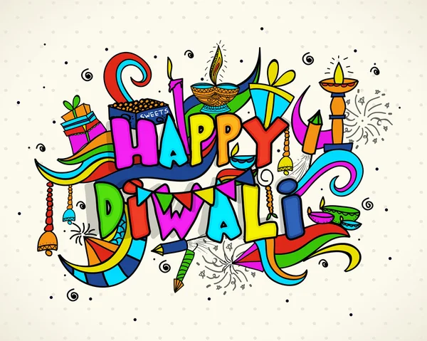 Elementos coloridos para la celebración de Diwali . — Archivo Imágenes Vectoriales