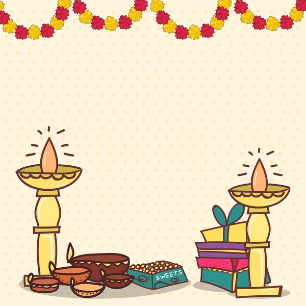 Tarjeta de felicitación para la celebración de Diwali . — Vector de stock