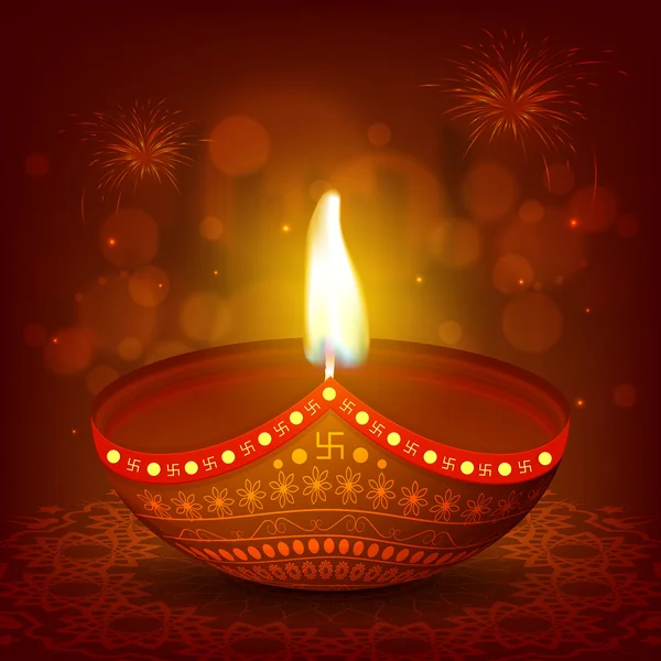 Kreative Öllampe für ein fröhliches Diwali-Fest. — Stockvektor