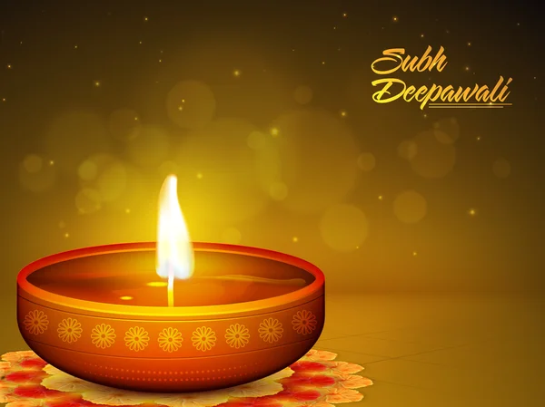 Lampe à huile créative pour une joyeuse célébration de Diwali . — Image vectorielle