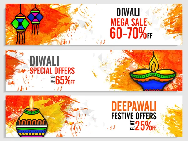 Venda web cabeçalho ou banner para Diwali . — Vetor de Stock