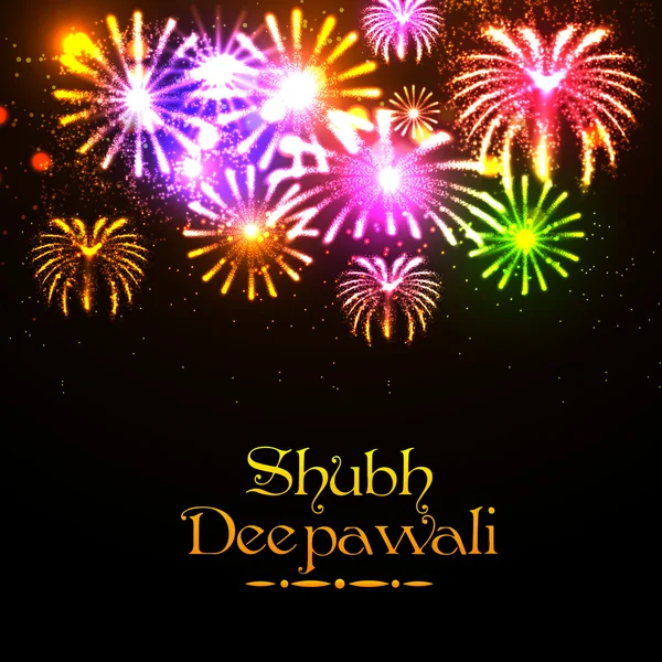 Shubh deepawali firande fyrverkerier bakgrund. — Stock vektor