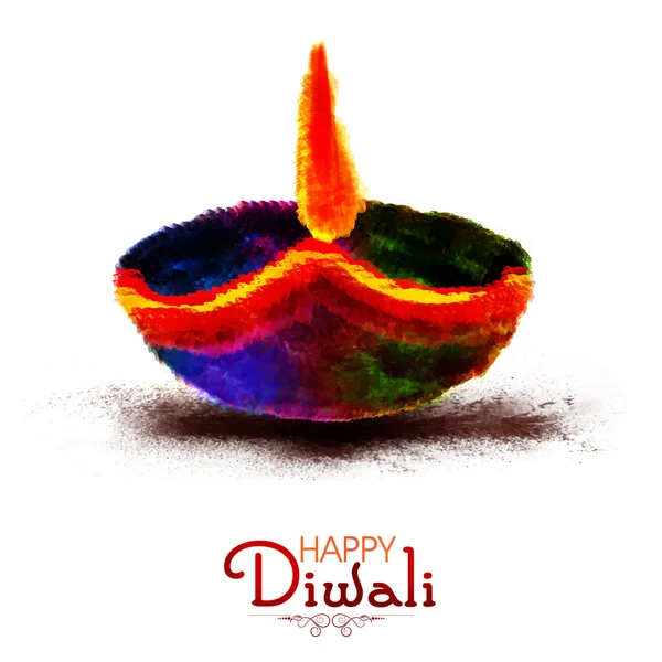 Colorful Oil Lamp (Diya) for Diwali celebration. — Stock Vector