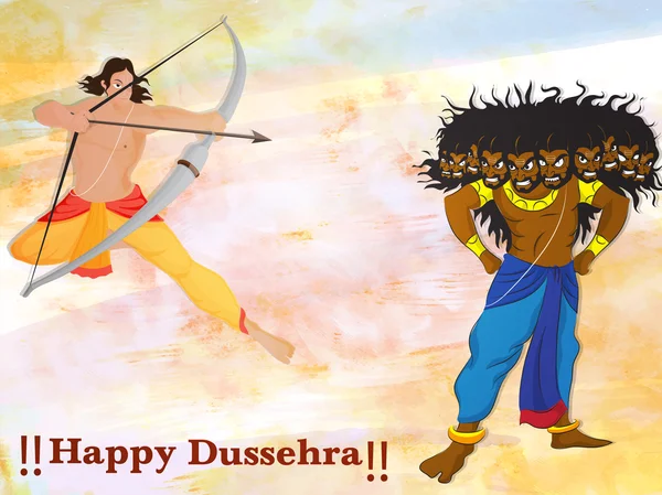 Lord Rama matando a Ravana para la celebración de Dussehra . — Vector de stock