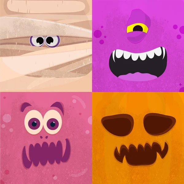 Set of Monster Faces for Halloween Party. — Stock Vector