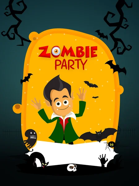 Zombie Party Invitation Card design. — Wektor stockowy