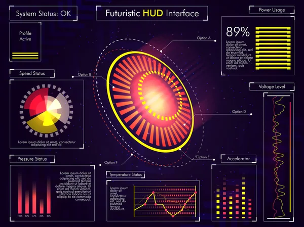 Interface HUD futurista ou elementos infográficos . — Vetor de Stock