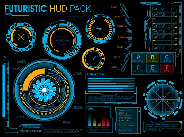 Futuristic HUD elements set. — Stock Vector