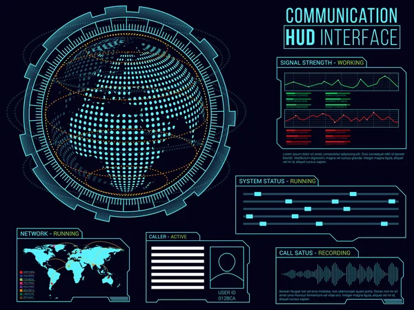 Communicatie HUD interface layout. — Stockvector