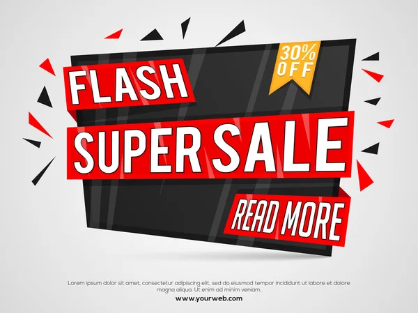 Flash супер продаж плакат, банер або Флаєр. — стоковий вектор