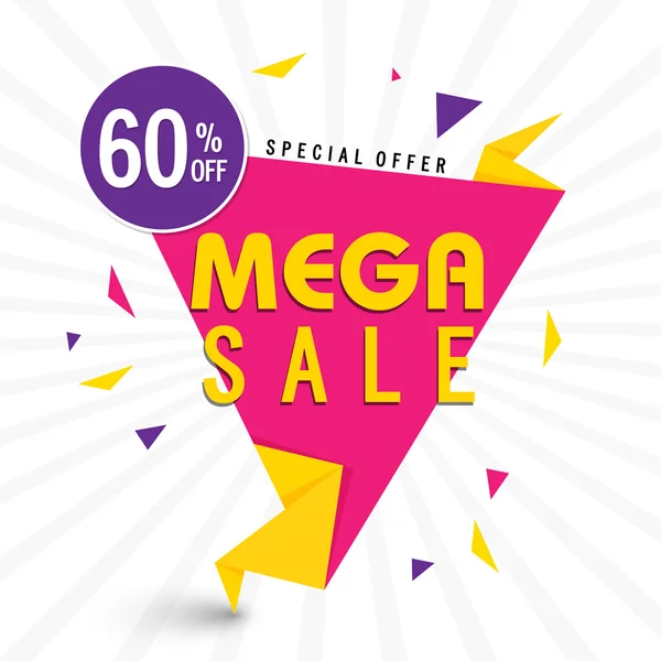 Mega Sale Paper Tag or Banner design. — Stock Vector