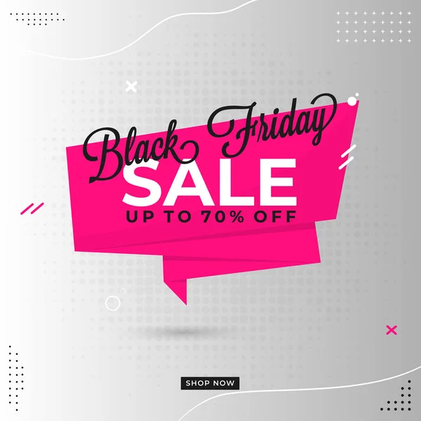 Black Friday Sale Pink Ribbon Poster Design Discount Offer Grey — Stock Vector