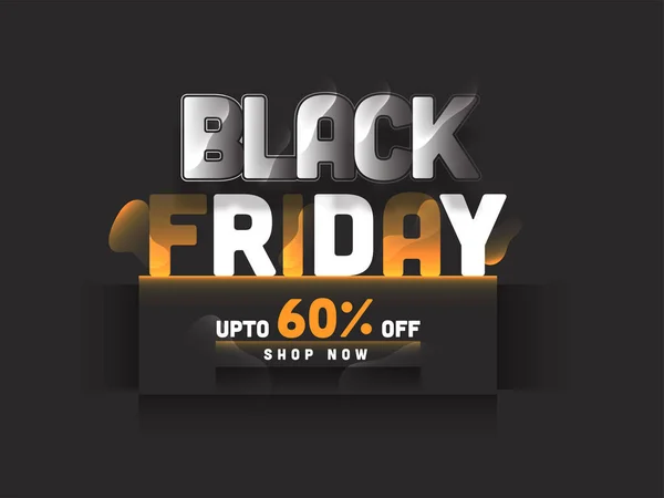 Black Friday Text Discount Offer Dark Grey Background Advertising — Stock Vector