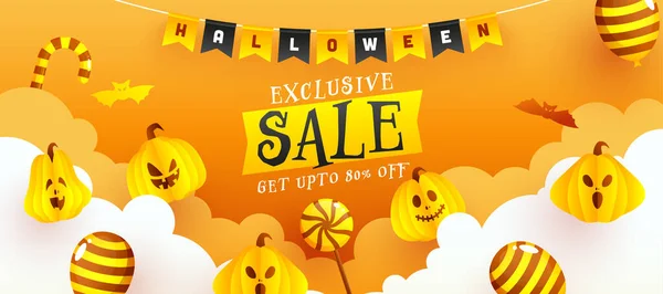 Conception Bannière Vente Exclusive Halloween Avec Une Offre Réduction Des — Image vectorielle