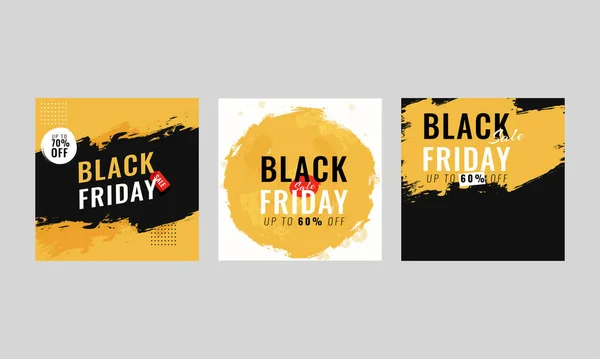 Black Friday Sale Poster Design Mit Verschiedenen Rabattangeboten Drei Optionen — Stockvektor