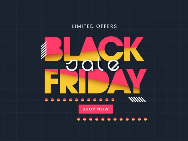 Sale Poster Design Paper Cut Style Black Friday Text Grey — Stock Vector