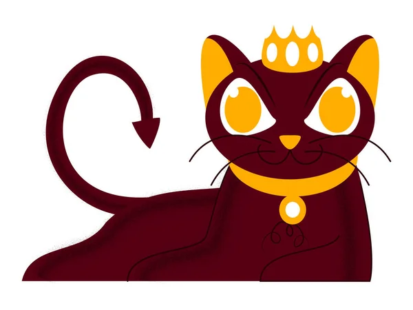 Cartoon Character Queen Cat Noise Effect Yellow Dark Red Color — Stock Vector