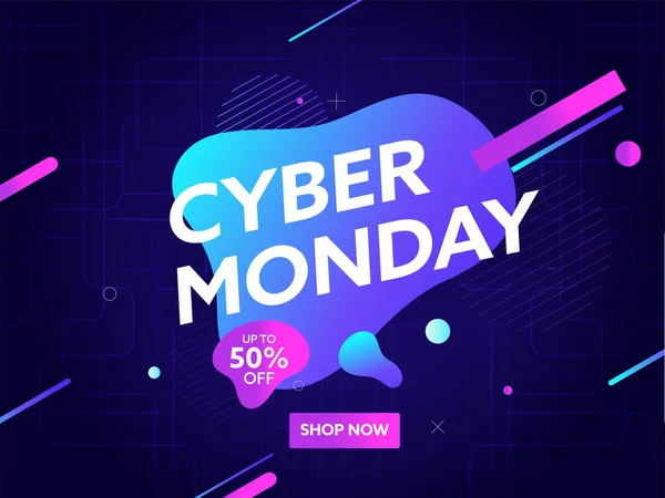 Cyber Monday Sale Plakát Design Gradient Fluid Art — Stockový vektor