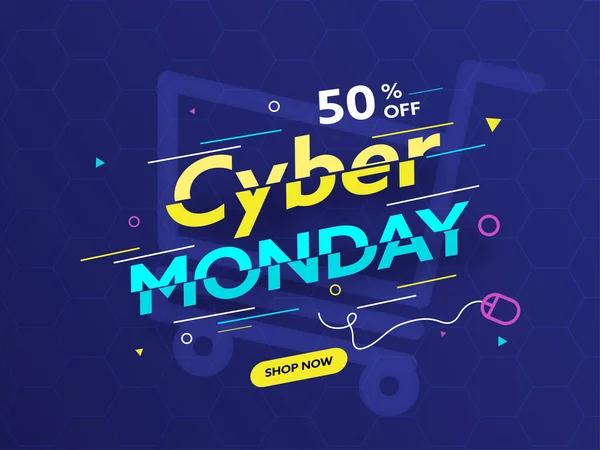 Fuente Rodajas Cyber Monday Con Oferta Descuento Ratón Con Cable — Archivo Imágenes Vectoriales