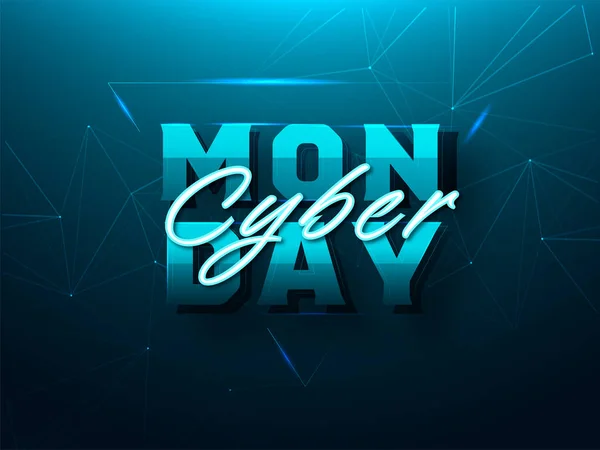 Fonte Cyber Monday Teal Abstract Plexus Shapes Background Pode Ser — Vetor de Stock