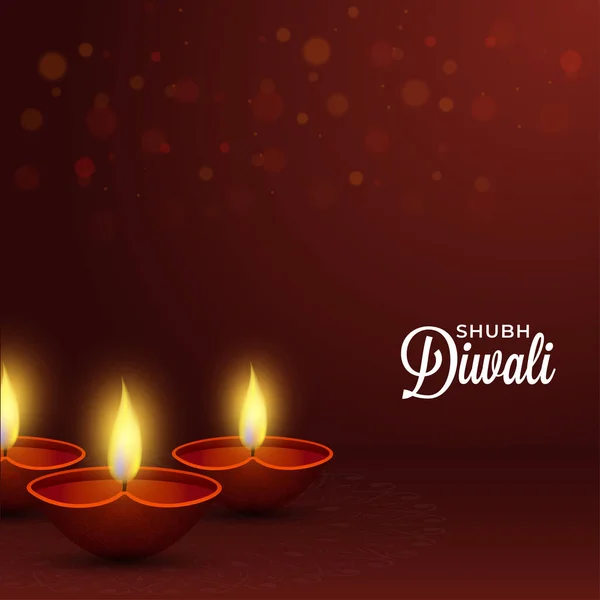 Shubh Happy Diwali Celebration Poster Design Lămpi Ulei Aprins Diya — Vector de stoc