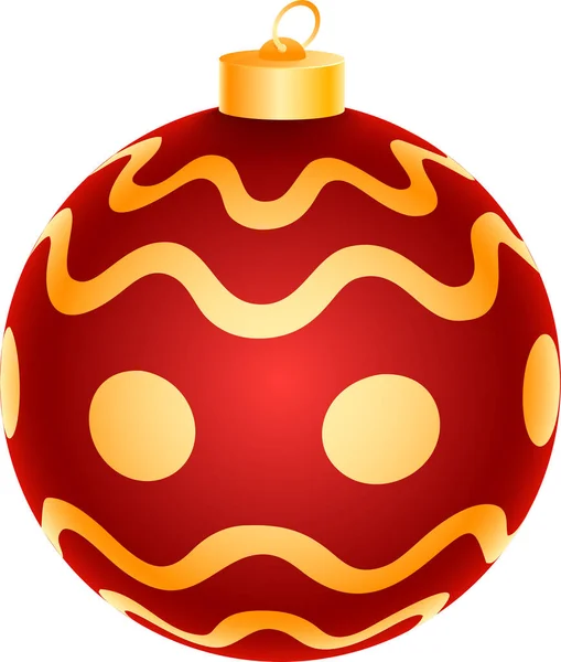 Realistic Christmas Ball Bauble Element Red Golden Color — Stock Vector