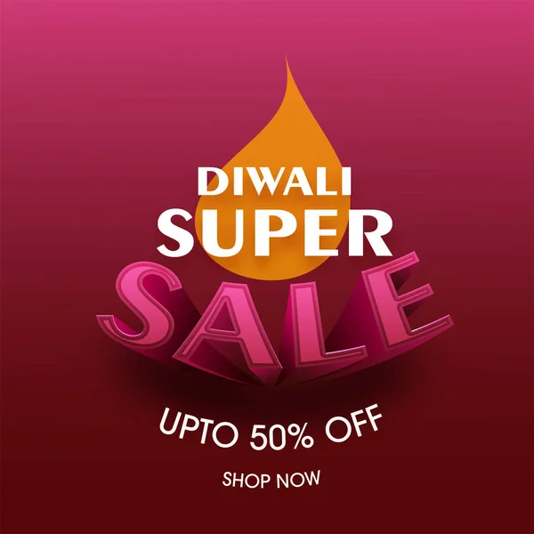 Hasta Descuento Para Diwali Super Venta Cartel Diseño Rosa Oscuro — Archivo Imágenes Vectoriales